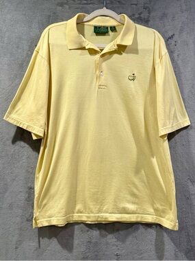 Masters Polo Shirt Mens Large Short Sleeve Golf Pima Cotton Amen Corner Yellow